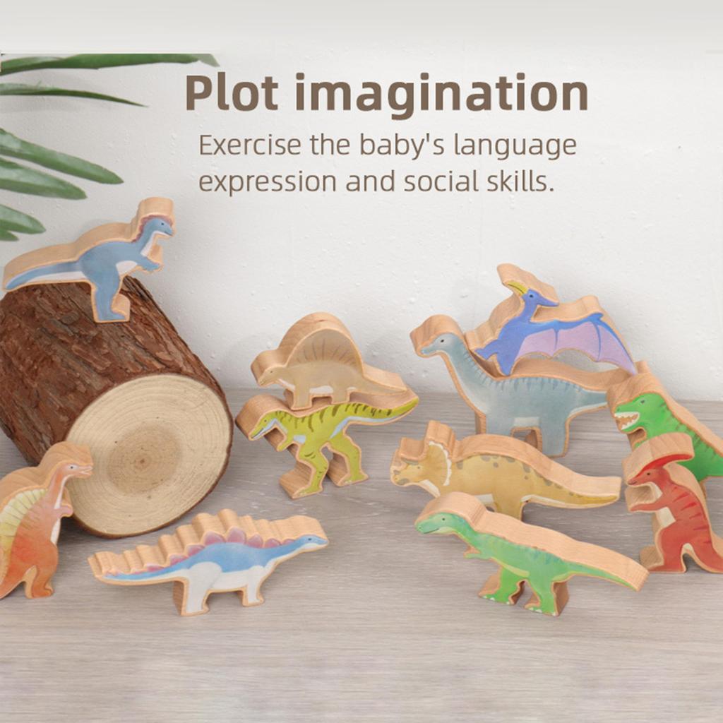 Shinse Dinosaur Building Balance Wooden Montessori Zoo Educational Toy for Babies and Early and Finger Baby Birthday Gift Blocks, Game, Blocks,