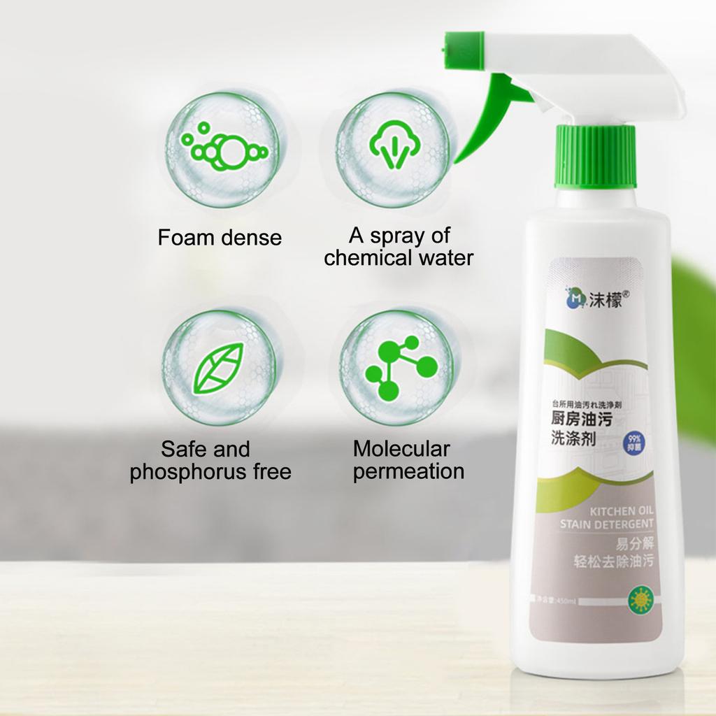 Kitchen Grease Cleaner, Range Hood Remove, Heavy Grease, Stubborn Stains Cleaning Liquid 450ml