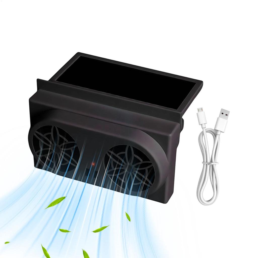 Car Window Fan Solar Powered Energy Saving Car Exhaust Ventilation Fan Electric Cooling Rechargeable Ventilator for Travel Fans