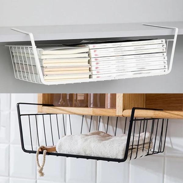 Multipurpose Hanging Iron Wire Basket Kitchen Organizer Cabinets Desks Storage Basket Rack L/M