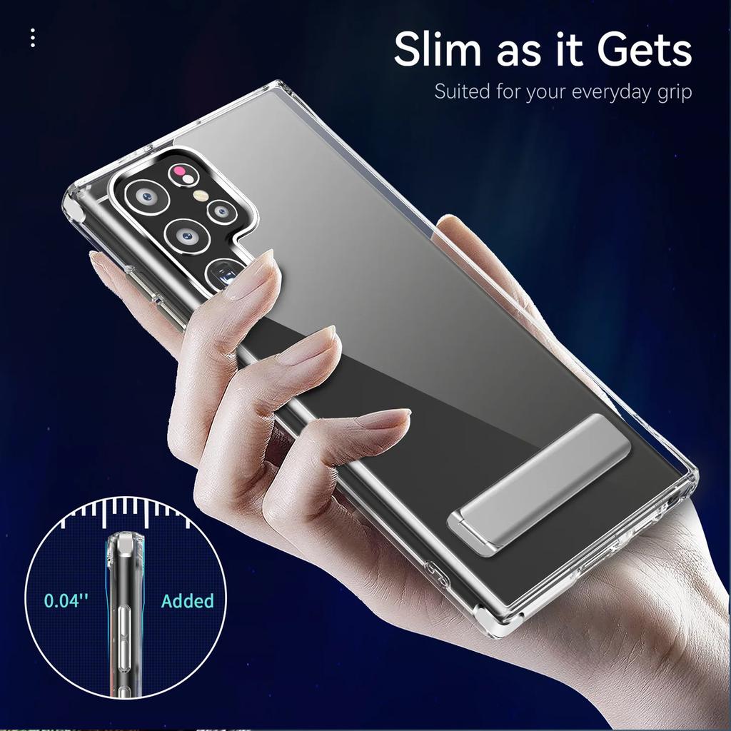 UYUXIO Clear Mobile Phone Stand Case for Samsung Galaxy S26 S25 S24 S23 Ultra Plus 22 Cases with Kickstand Cover with Holder
