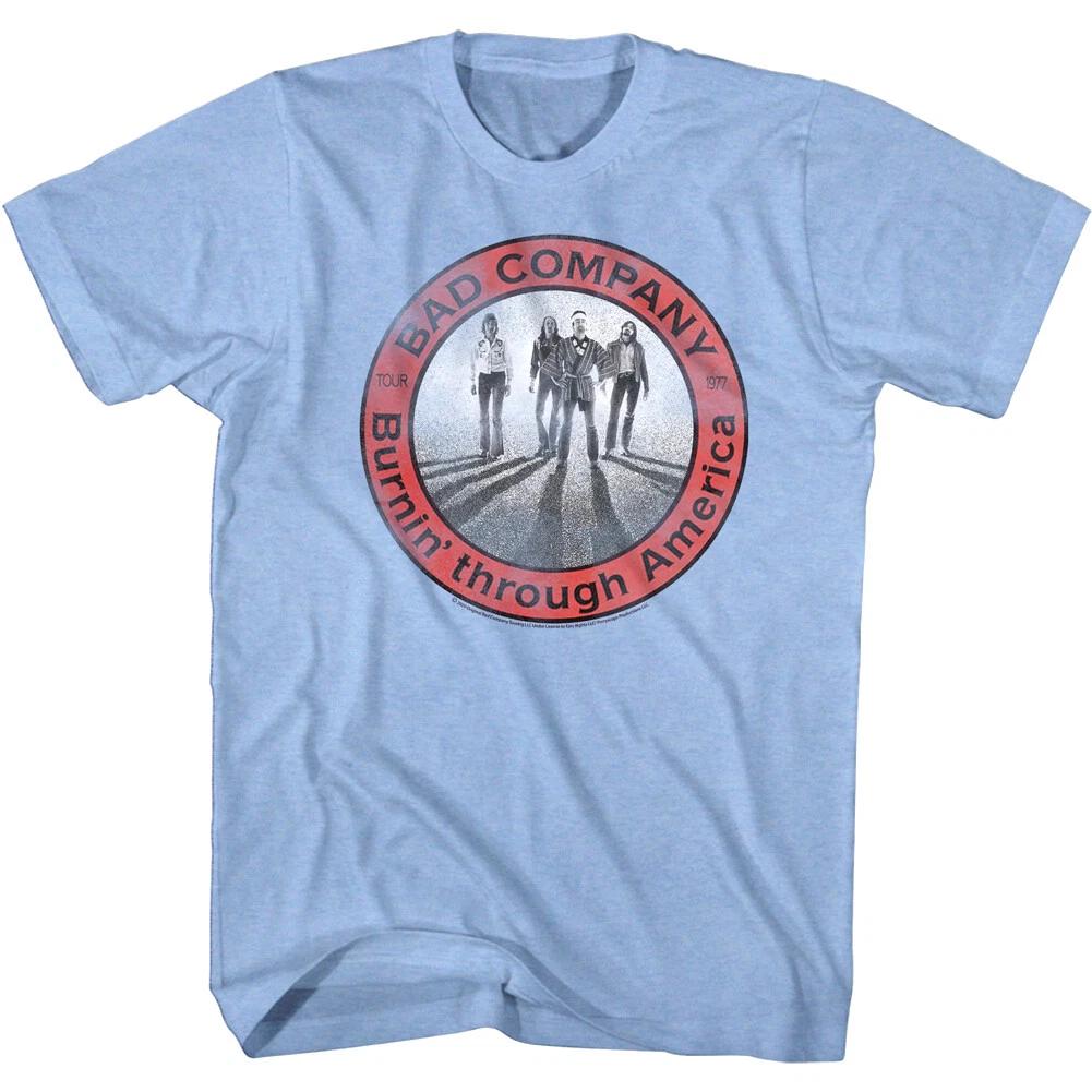 Bad Company Burning Through America Tour 1977 Men s T Shirt Rock Band Sky Album S