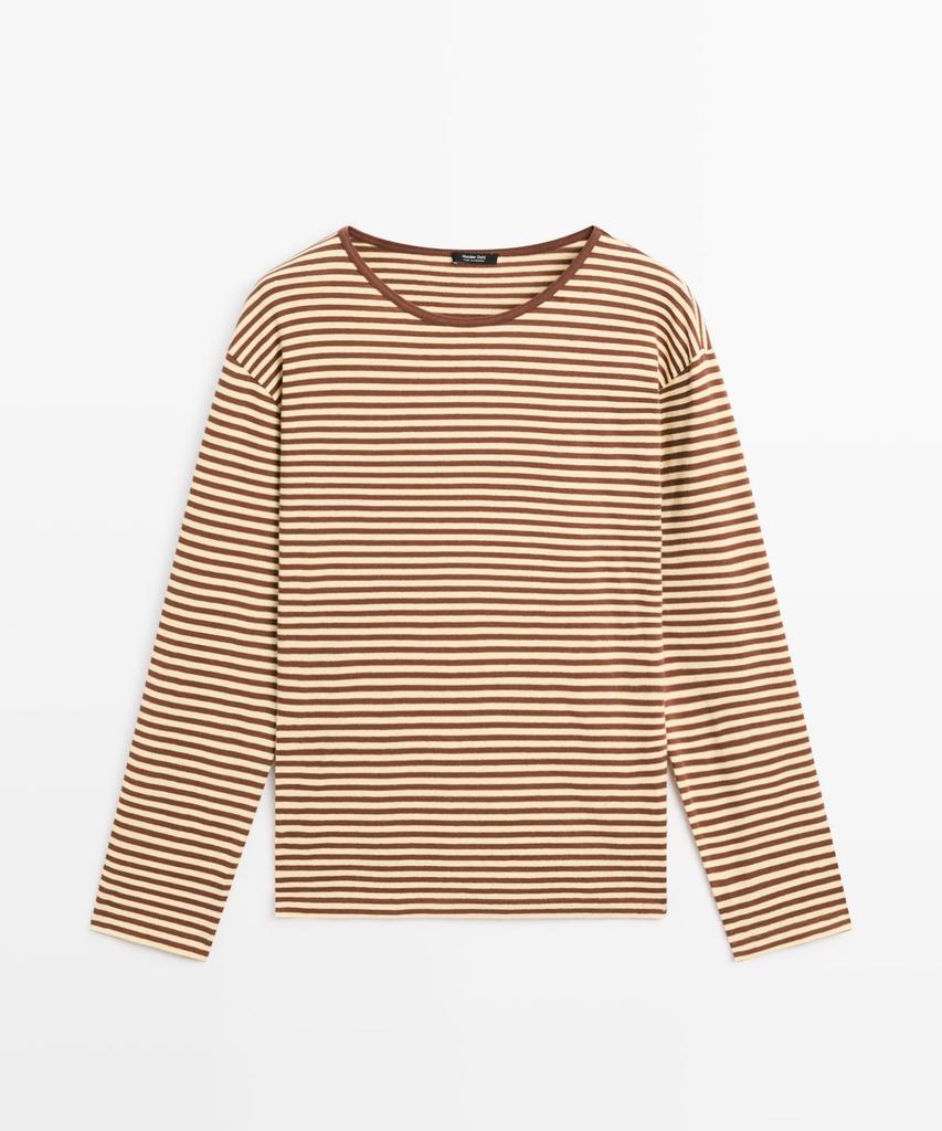 Masimodutti Long Sleeve Striped Cotton T-Shirt