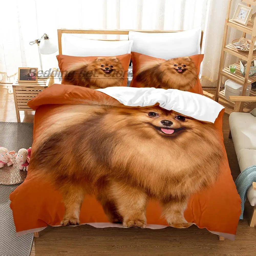 Uroczy Zestaw Pościeli dla Psa Pojedynczy Bliźniak Pełny Queen King Size Zestaw do Łóżka Aldult Dziecięca Sypialnia Zestawy Poszewek na Kołdrę Druk 3D Anime Zestaw Prześcieradeł