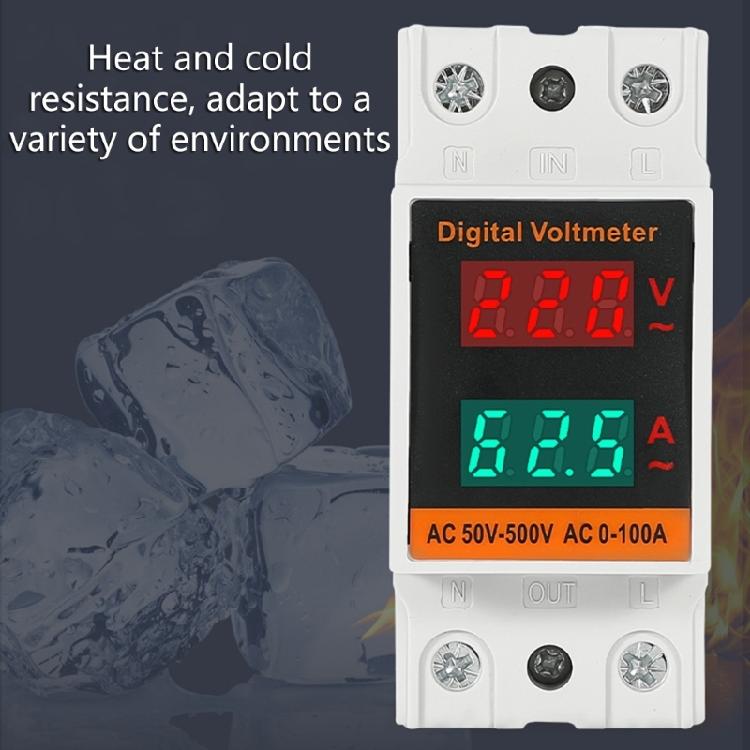 Rail Mount Voltages & Current Meter with High Brightness LED Power Consumption Analyzers Device for Clear Readings