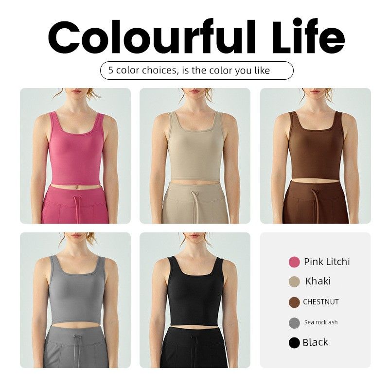 Foreign Trade Cross Beauty Back Sports Bra Women Half Fixed Cup Outer Wear All-Match Yoga Vest Tight Slimming Workout Clothes