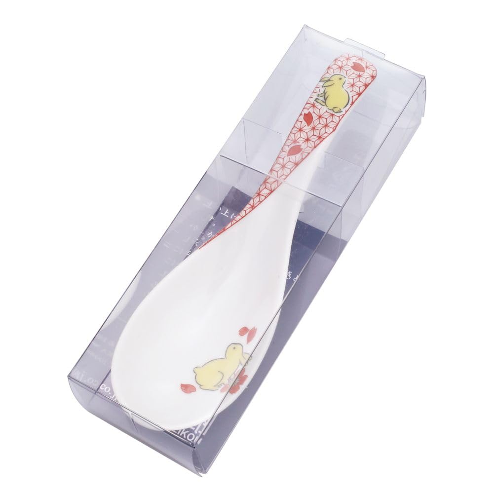 Kutani Traditional Spoon with Rabbit Gift for Wedding Favors Japanese-made ware/Kutani Gosai/Hokuriku craft/Cute Design, 14cm,
