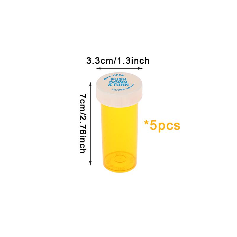 5-Pack Child-Resistant Pill Bottles - 6-60 Dram Travel-Size Medicine Containers with Safety Caps, Multi-Use Portable Vials