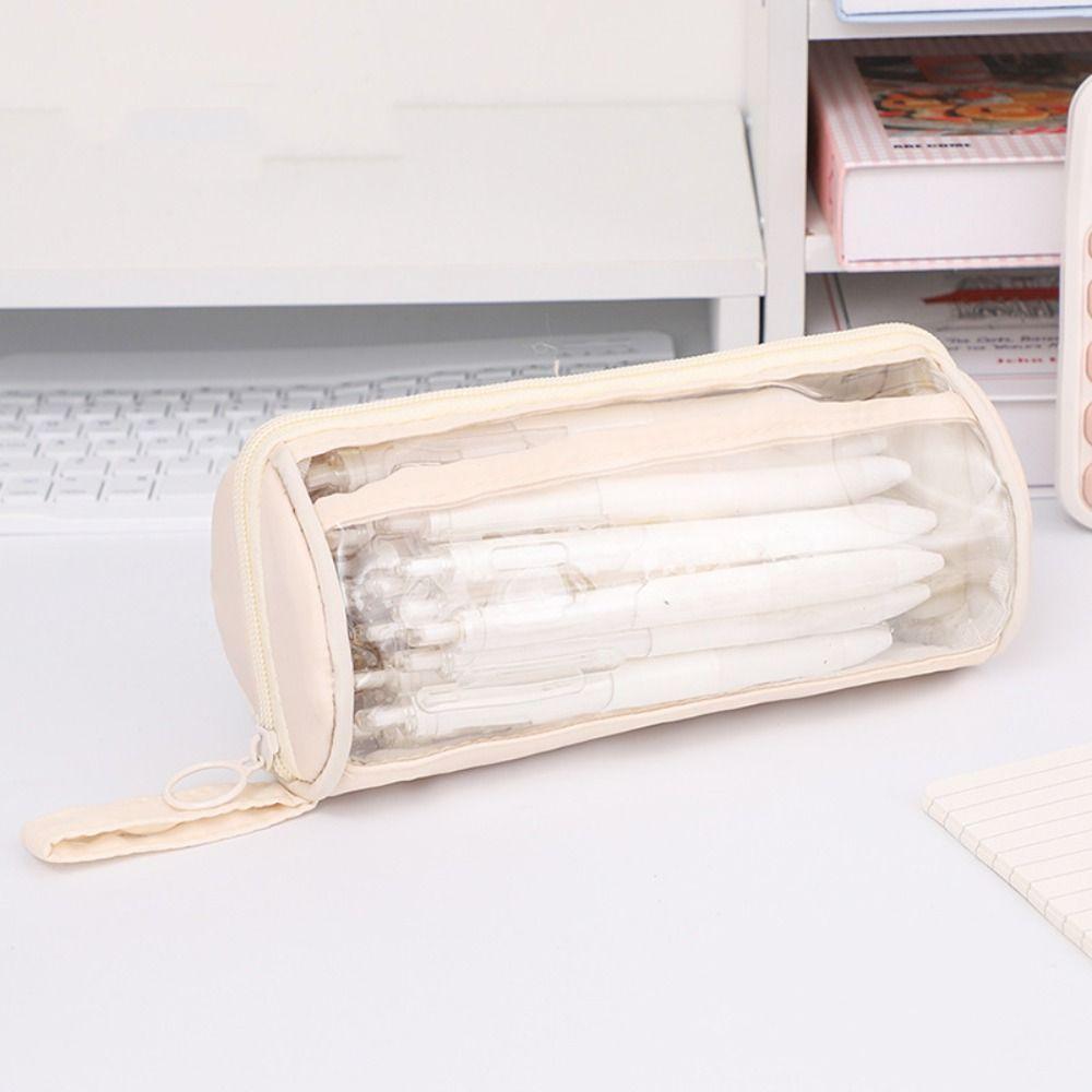 Standing Large Capacity Pencil Bag PVC Zipper Pencil Case Transparent Pencil Case  Student Learning