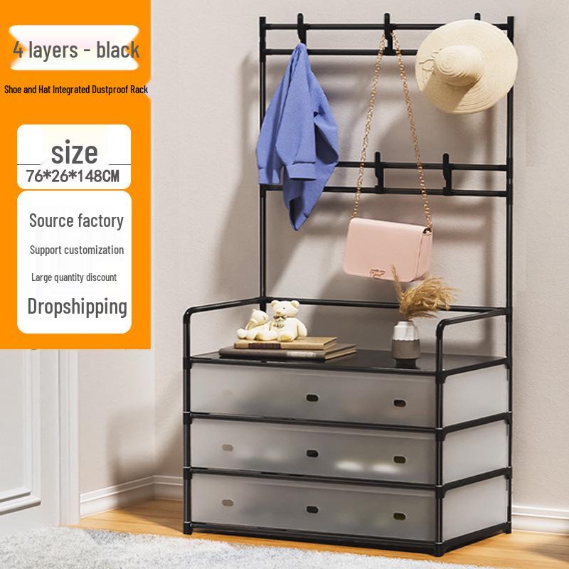 Moderner multifunktionaler Metall-Schuh- und Garderobenständer: Stand-Aufbewahrung, schlicht, minimalistisch für Schuhe und Kleidung