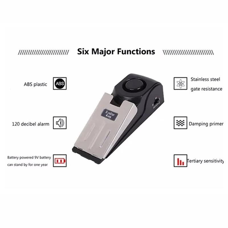 120 Db Wireless Door Stop Stopper Alarm Block Blocking System Anti-Theft Burglar Stop System Security Home Wedge Shaped