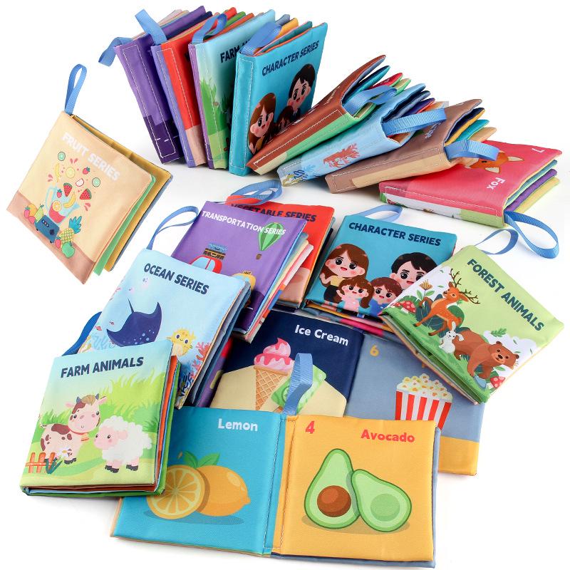 3D Baby Cloth Book: Early Learning Toy with 4 Pages & 8 Sides - Animal, Character, and Food Themes
