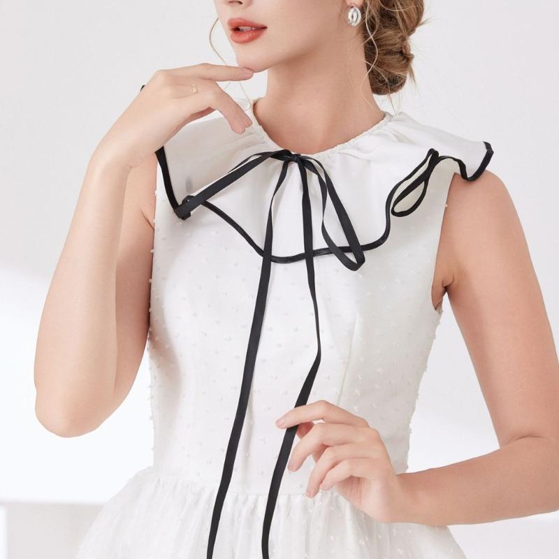 Fashion Laceup Tied Collar Neckpiece Decorative Cape Shawl Collar For Women Daily Styling and Formal Outfit Decoration