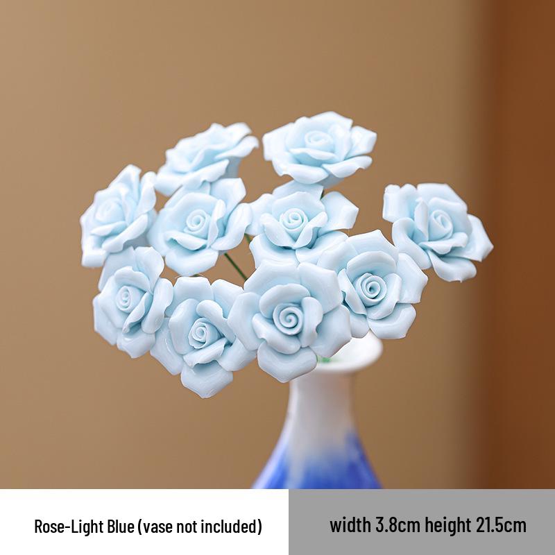 Traditional Jingdezhen Peony Ceramic Vase - Eternal Flower Simulation Decoration