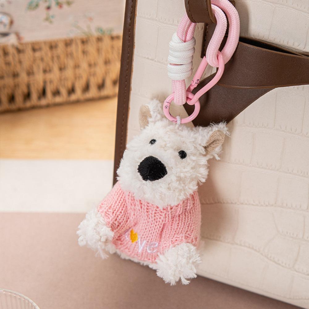 Cartoon Animal Plush Puppy Doll Keychain Anti-lost Car Hanging Pendant  Bag Pendant