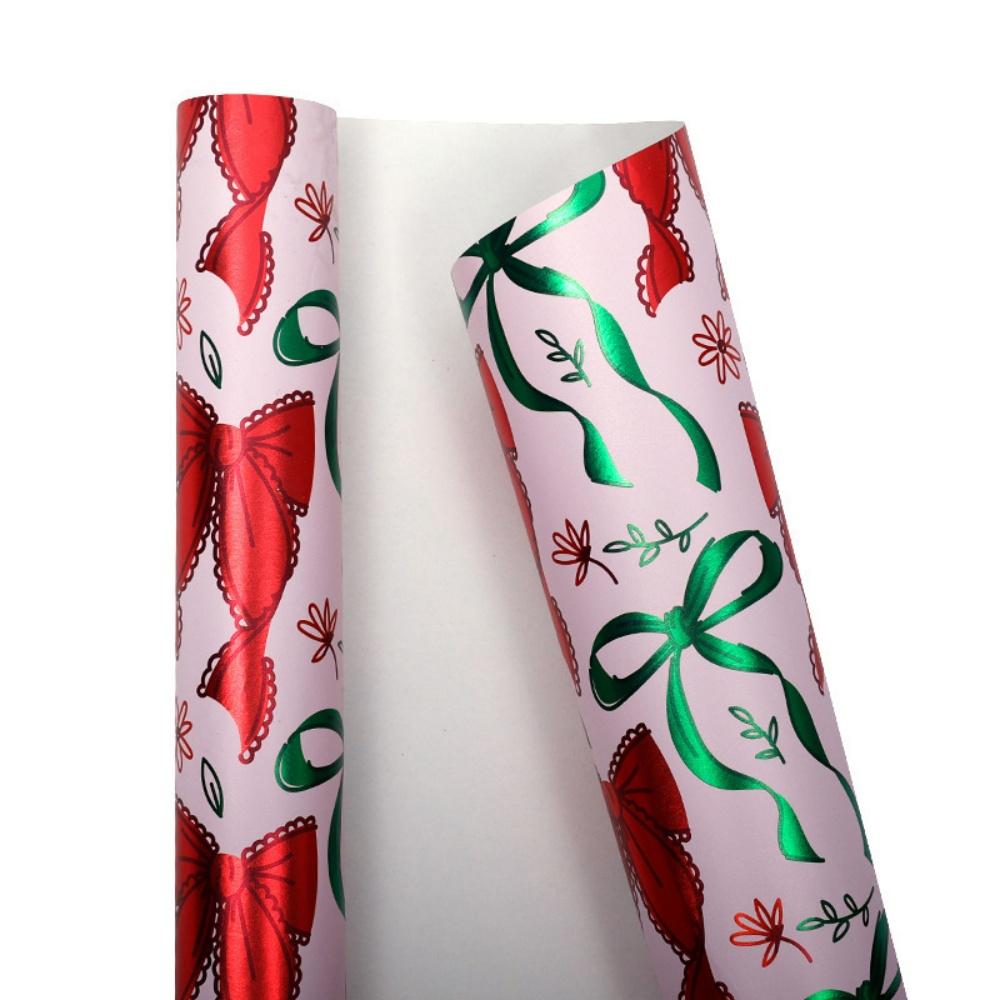 43x300cm Gilded Christmas Gift Wrapping Paper Christmas Snowflake Bow Flower Bouquet Packaging Paper for Party Decorations