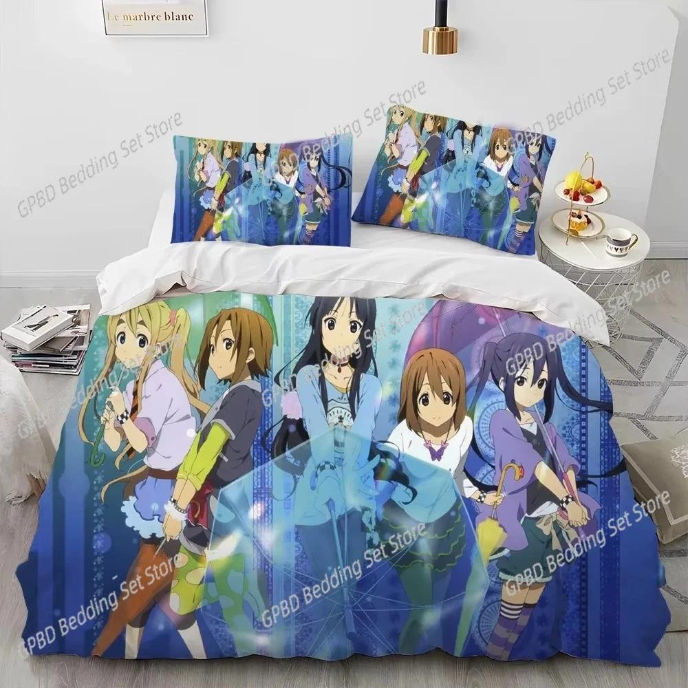 Comforter K-On Kawaii Girls Anime Bedding Set 3D Printed Suitable For Bedroom Kids Home Textile