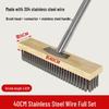 Stainless Steel Long Handle Outdoor Floor Scrub Brush with Stiff Bristles