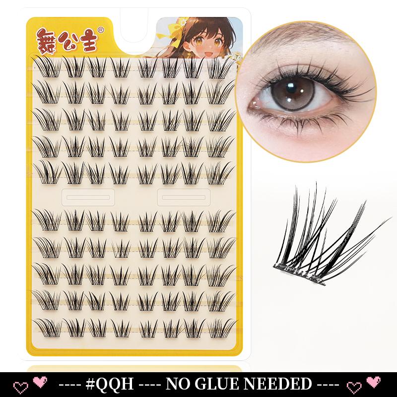 10 Rows Cluster Cat Eye No Glue Lashes Reusable Self Adhesive Glue Free Eyelash Natural Lash Manga Anime Lashes Cluster