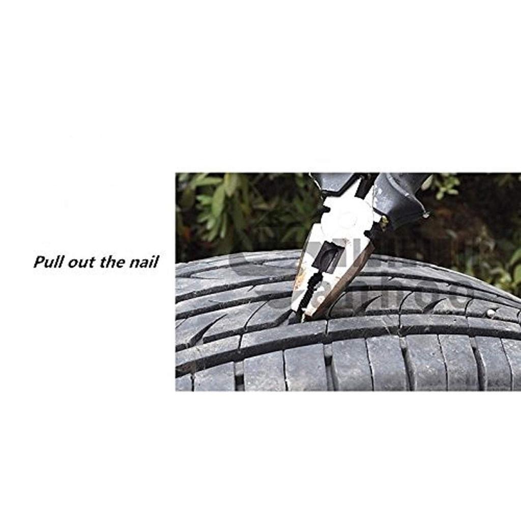 Complete Tubeless Tyre Puncture Repair Kit (Nose Pliers + Cutter + Rubber Cement + Extra Strips)