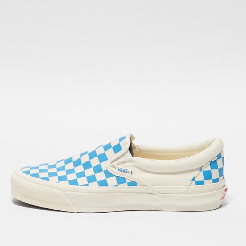 Vans Mte Slip On Issue 98   Checkerboard Cyan Blue Vn000cwa0h71