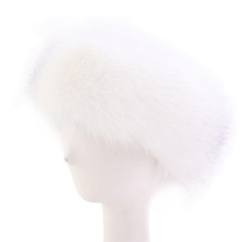 Fashion Fluffy Winter Warm Cap Wide Headband Elastic Outdoor Ski Hats Furry Ear Warmer Soft Warm Earmuff for Women