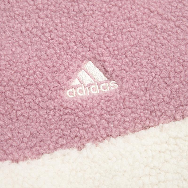 Adidas Velvet Jackets Women's Pink Hooded Thickened And Fleece Lined HN0670