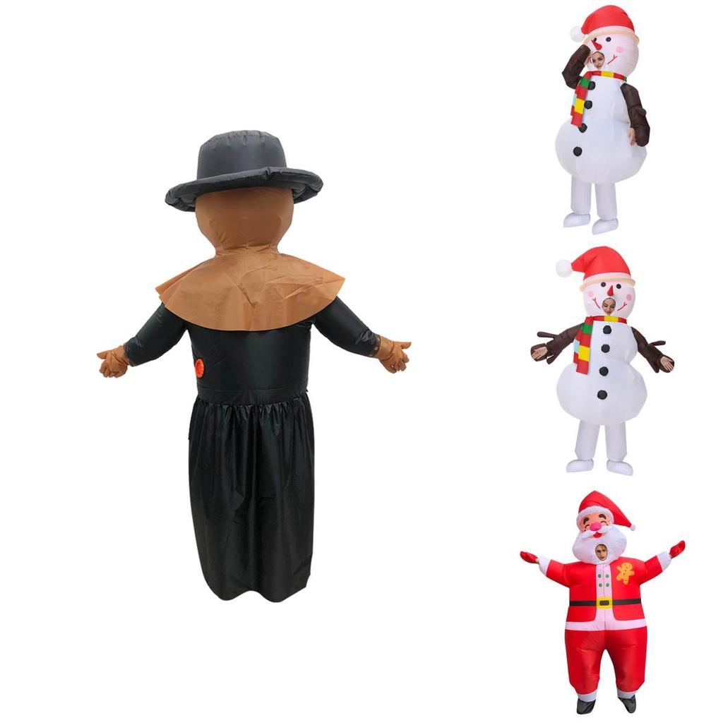 Costume Gonflable Adulte Père Noël Bonhomme de Neige Bonhomme en Pain d'Épices Pour Cosplay et Fêtes d'Halloween