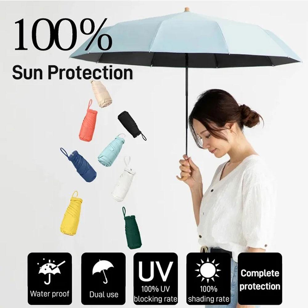 Женский карманный складной зонт с защитой от УФ-излучения — фото 17