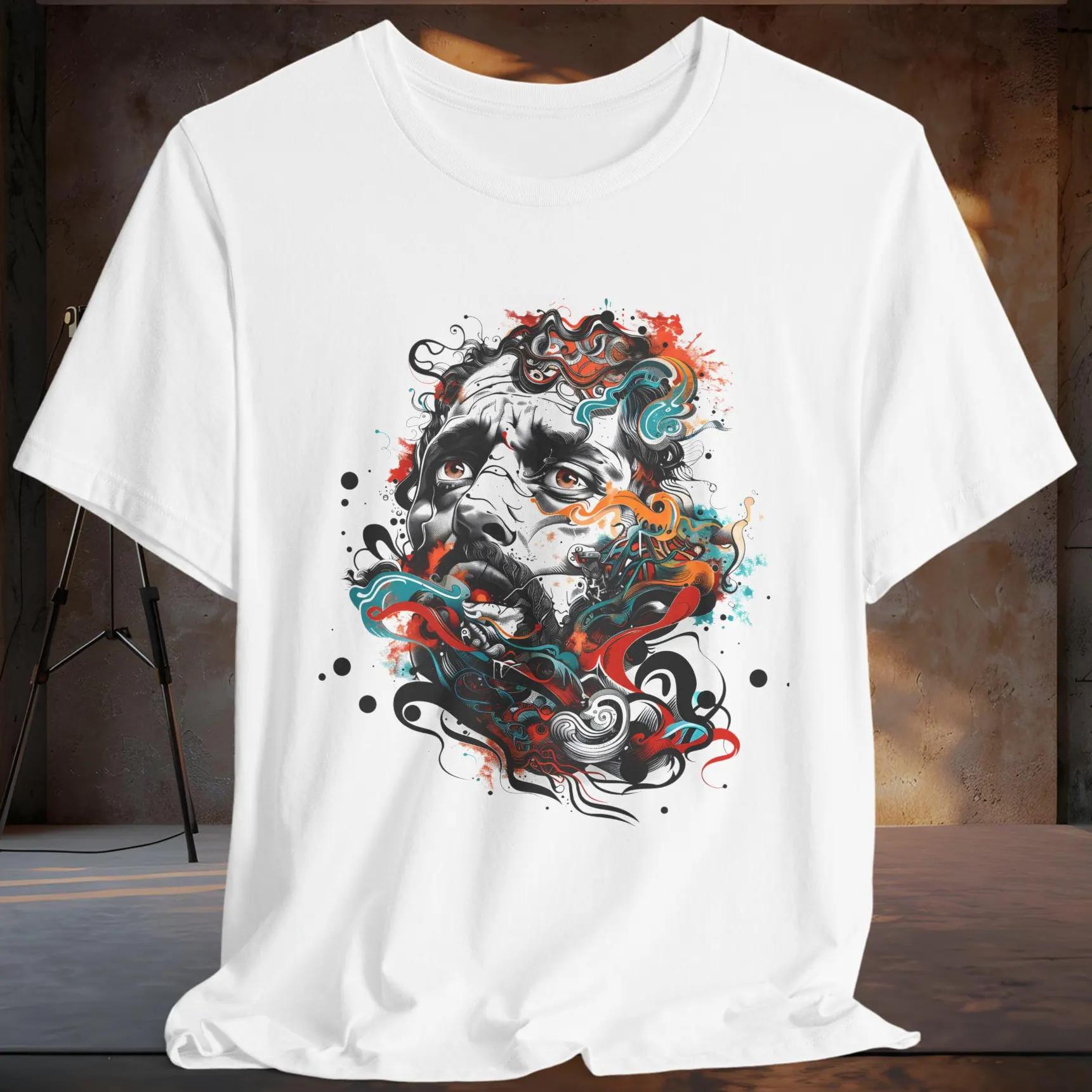 

Colorful Psychedelic Art Tee Abstract Expression T-Shirt Surreal Artistic Face TeeEmotional Graphic Tee Unique Statement Apparel 5XL різнокольоровий