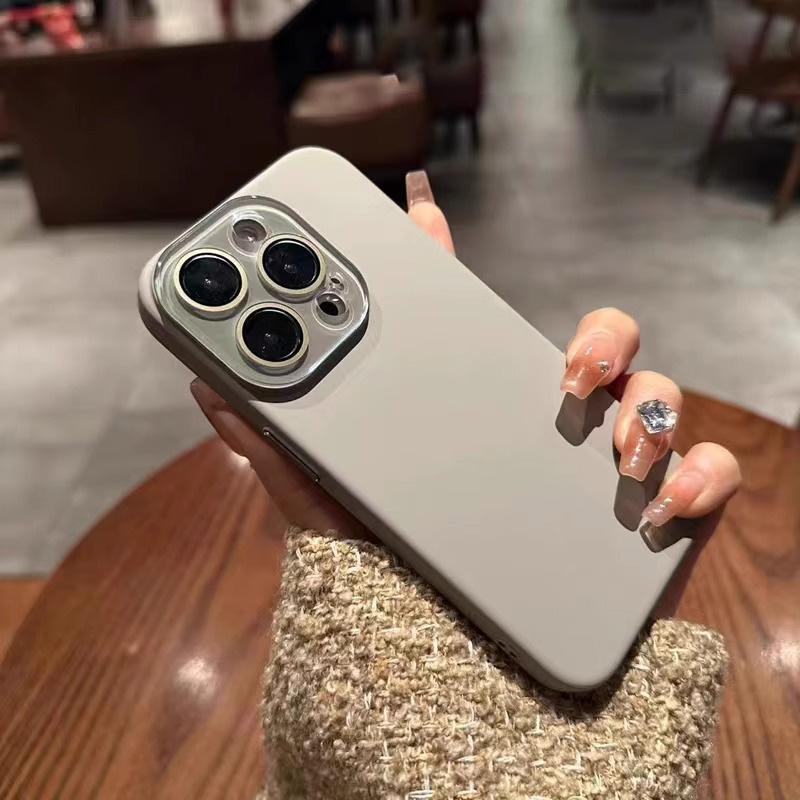 Natural titanium phone case for For Iphone 16 15 14 13 12 11 pro max plus hard pc back cover case bumper Camera protection with lens