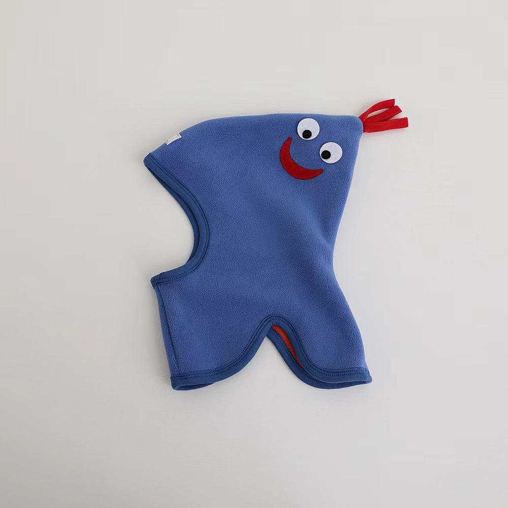 Niedliche Babymütze, Schal, einteilig, weiches Fleece, Herbst/Winter, Kinder-Beanie, warme Ohren, Nackenschutz, Cartoon-Kinderkappe