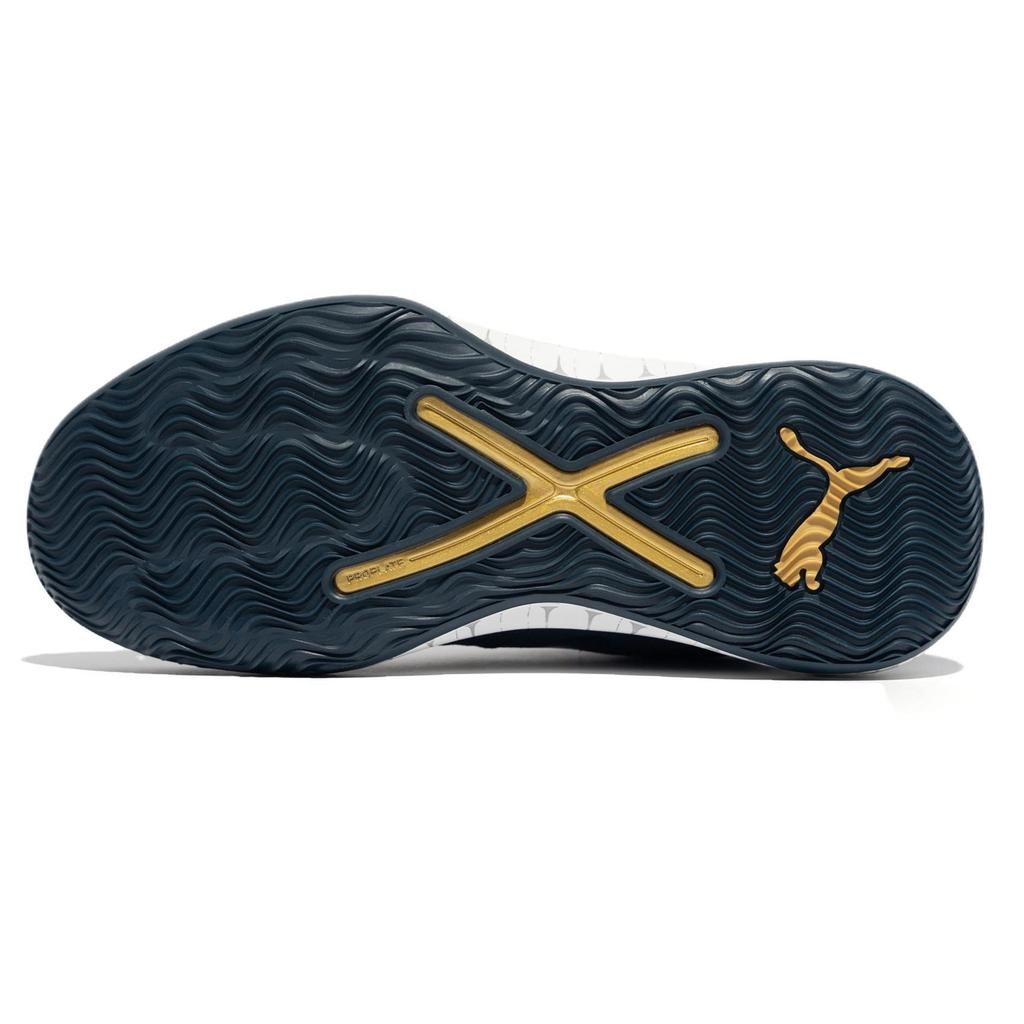 Puma Phantaci X  Rise Nitro Collaboration Round Toe Lace-Up Non-Slip Low-Top Basketball Shoes Unisex Sneaker Blue White 377655-02