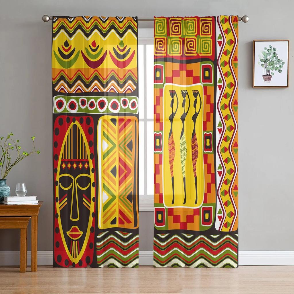 Africa Indian Elephant Window Curtains Living Room Tulle Curtains Kitchen Decor Kids Room Curtain Window Treatment