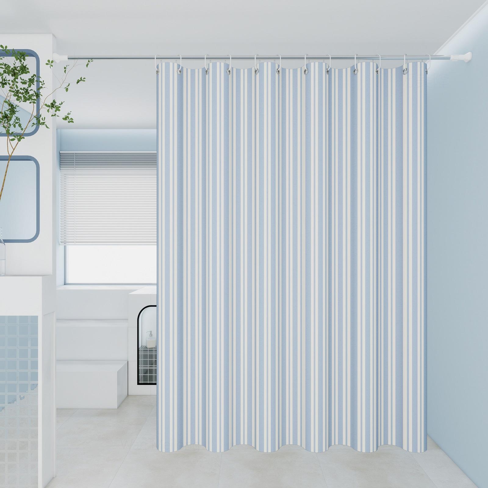 

The classic blue and white striped dry-wet separation partition shower curtain is suitable for various decoration styles 120*180cm
