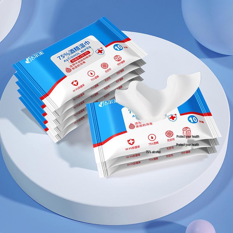 10-Pack Sterilizing 75% Alcohol Cotton Pads - Disposable Disinfecting Wet Wipes
