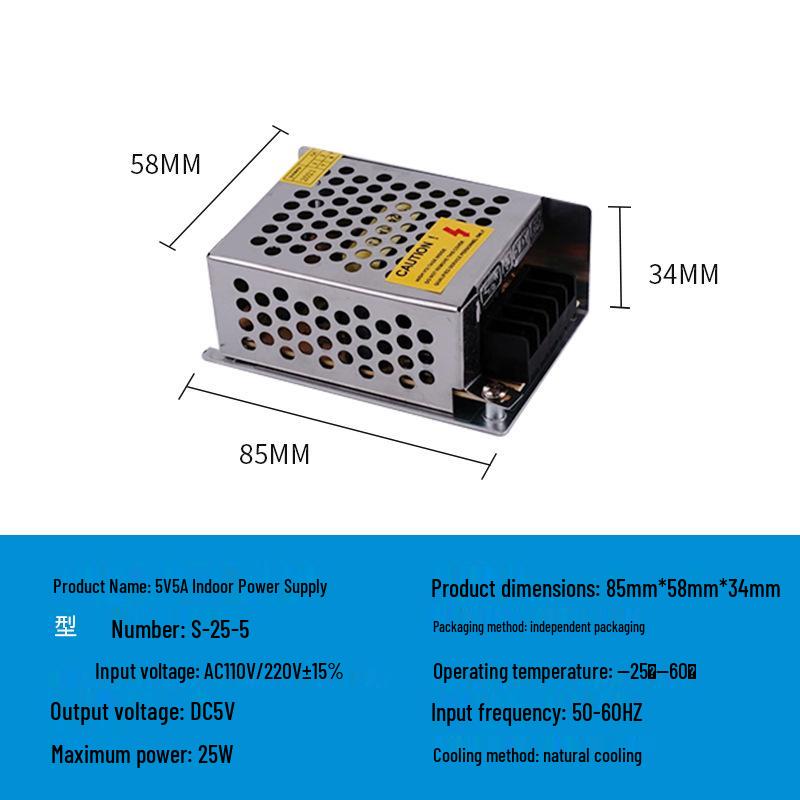 220V To 12V/24V/5V DC Power Supply for LED Strip Lights - 5A/10A/30A, 60W Transformer