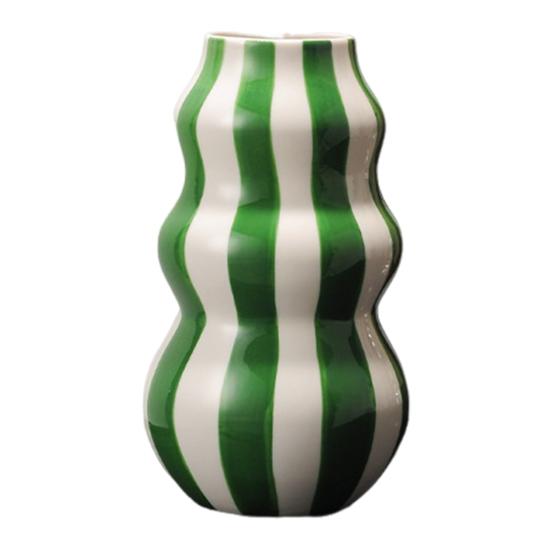 

Изысканно изготовленная ваза, полосатый принт, круглая декоративная керамическая ваза, идеальный размер, художественная декоративная ваза, домашний декор зелёный