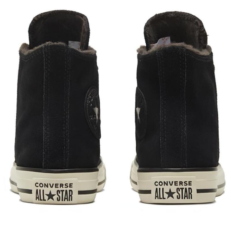 Converse Chuck Taylor All Star Round Toe Lace-up Non-Slip Abrasion Wrap Warm High-Top Canvas Women's Black