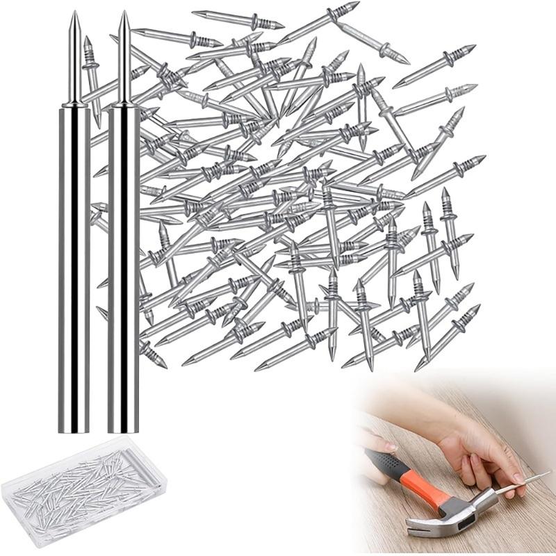 Double Head Nail Set with Convenient Sleeve Installation Tool Seamless Skirting Fastener Set Suitable for Baseboards