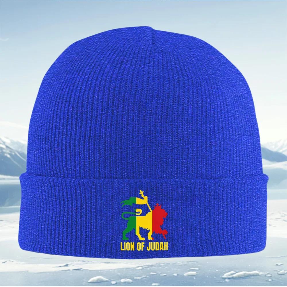 Lion Judah with Flag Crown Design Unisex Women Unisex Knitted Hat Beanie Pullover Cap Winter Thermal Warm Christmas Outdoor Cycling