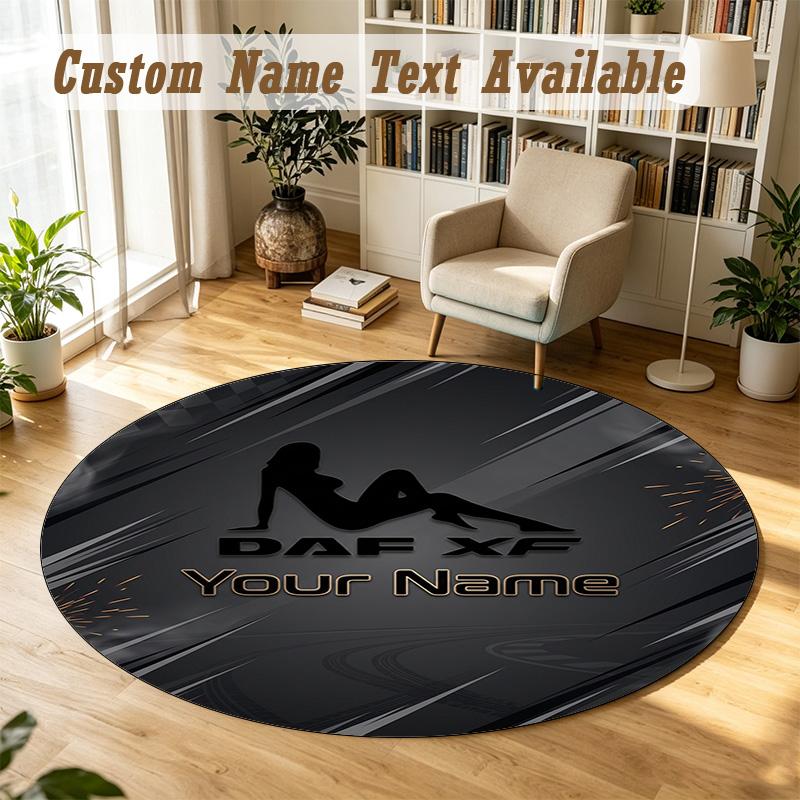Round Rug Custom NameDAF Pattern Non Slip Carpet Home Floor Decor