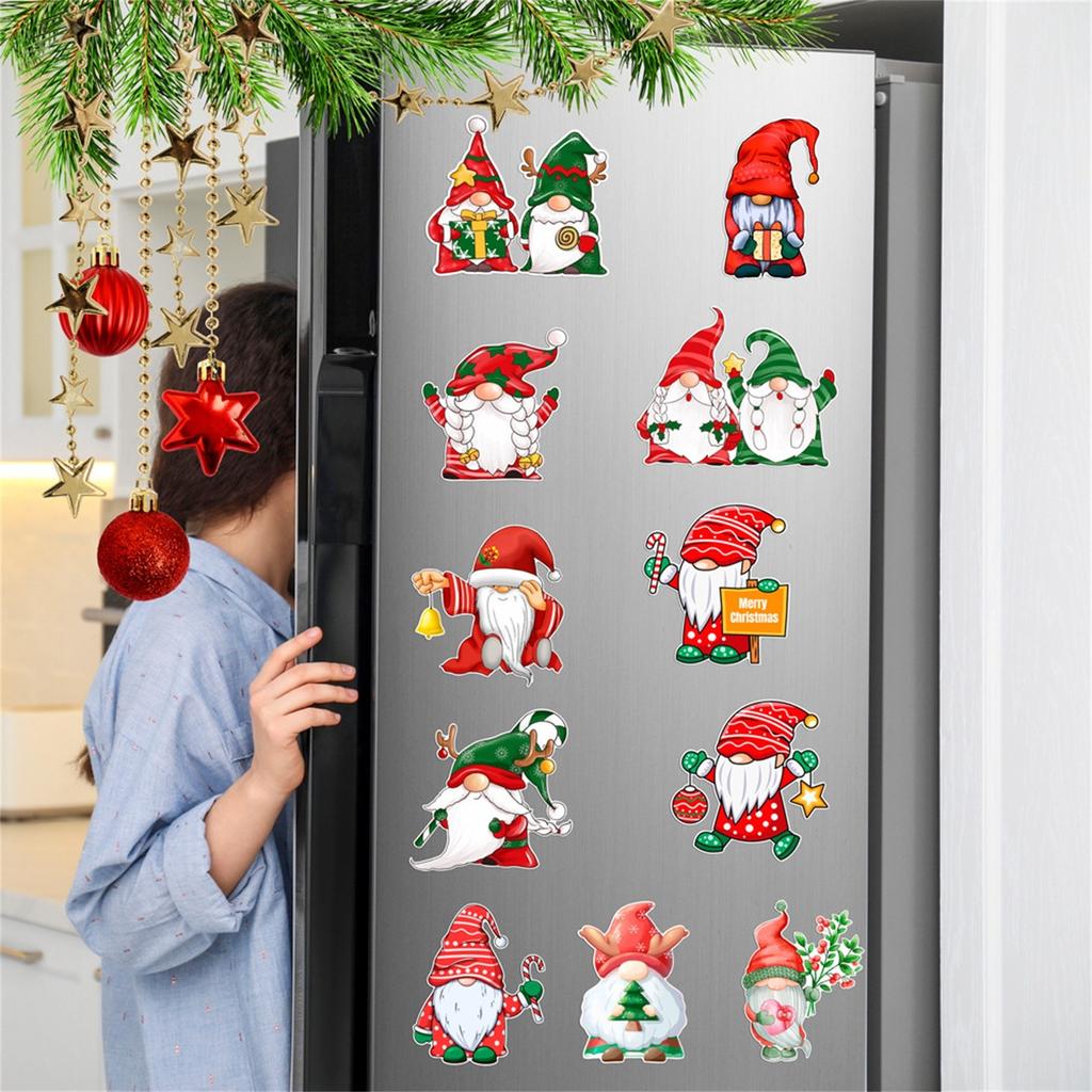 Christmas Car Refrigerator Decorations Reflective  Santa Deer Magnet Ornaments Xmas New Year Holiday Home Decor