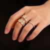 3-teiliges Set Vergoldet Zirkonia (CZ)  Hochzeit Verlobungsring Edelstahlring für Damen Klassischer Schmuck Zubehör Geschenk