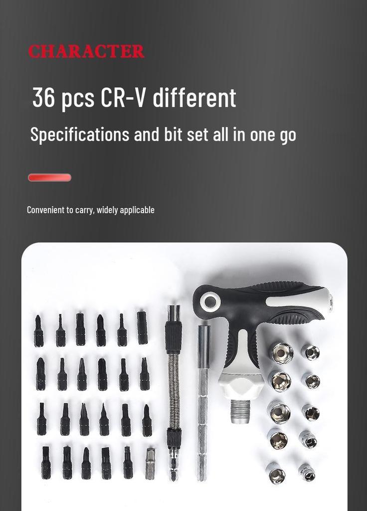 38-in-1 Multifunctional Ratchet Screwdriver Set for Household Maintenance