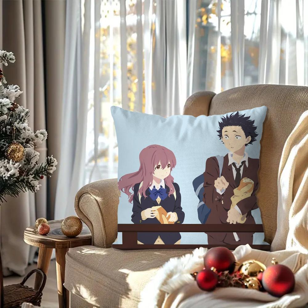 The Shape of Voice Animationskissenbezug Quadratisches Kissen Schlafzimmer Sofa Freizeit Komfortkissen Auto Wohnzimmer Heimdekoration 40X40