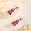 Silver Needle Light Luxury Delicate Premium Earrings Cute Pink Diamond Gourd Stud Earrings Personality Sweet Creative Fashion Earrings