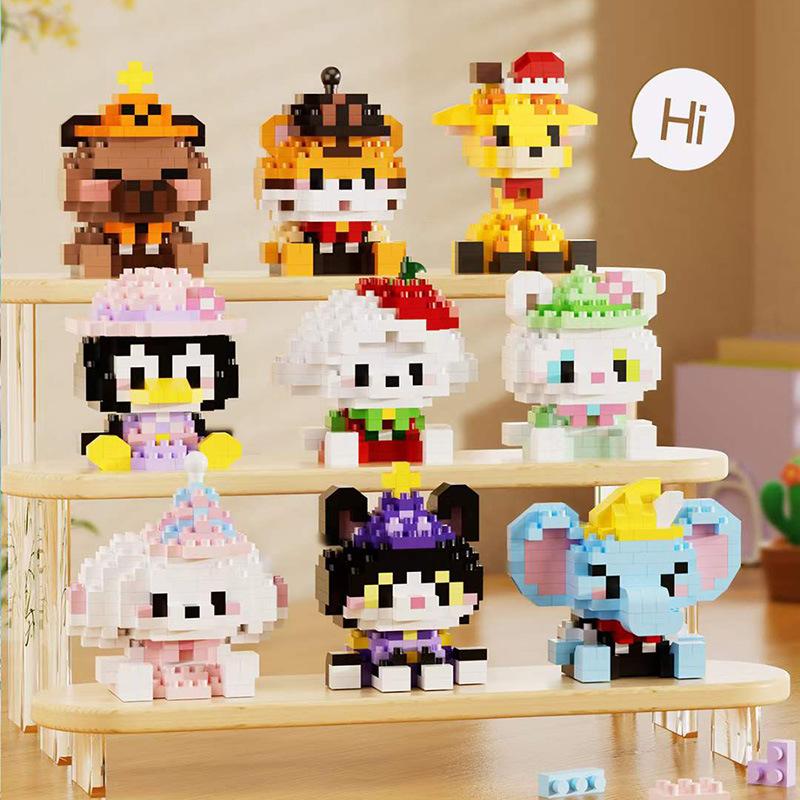 Non-Toxic Animal Party Building Blocks Assembled Toys Tiger Giraffe Elephant Tiny Particles Animal Desktop Ornaments Educational Gifts