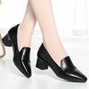 Mom Shoes Spring And Autumn Women's Leather Shoes Thick Heels Work Women's Shoes Comfortable Soft Sole Single Shoes Work Shoes