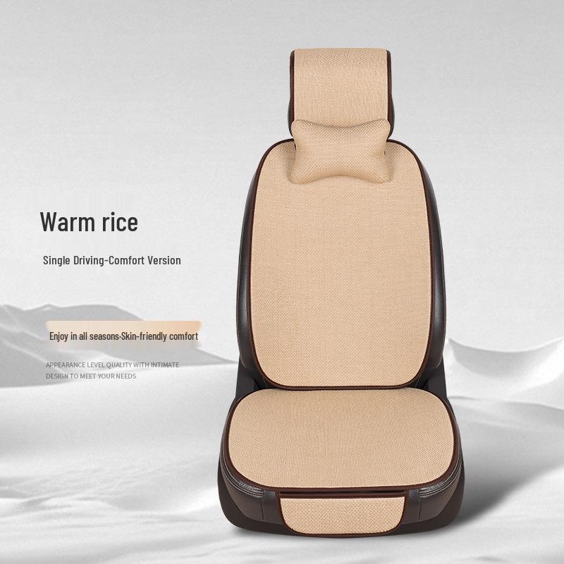Comprehensive All-Season Linen Seat Cushion Set for Five-Seater Cars